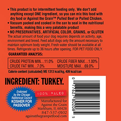 Against The Grain Nothing Else One Ingredient Turkey Wet Dog Food, 11 oz.