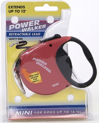 Coastal Power Walker Retractable Dog Leash Xs - Reflective Red