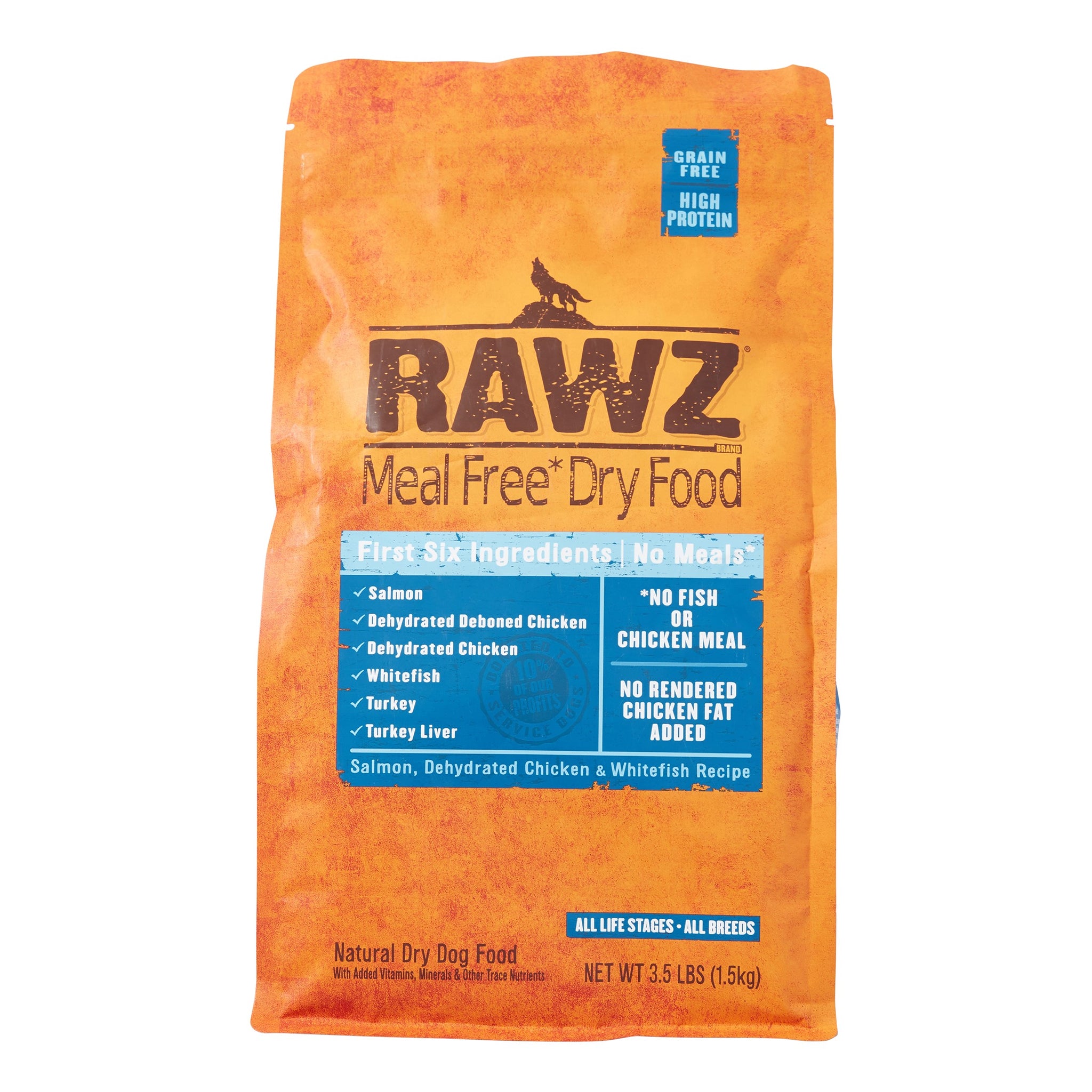 Rawz Natural Salmon, Chicken & Whitefish All Life Stages Grain-Free Dry Dog Food, 3.5 lbs.