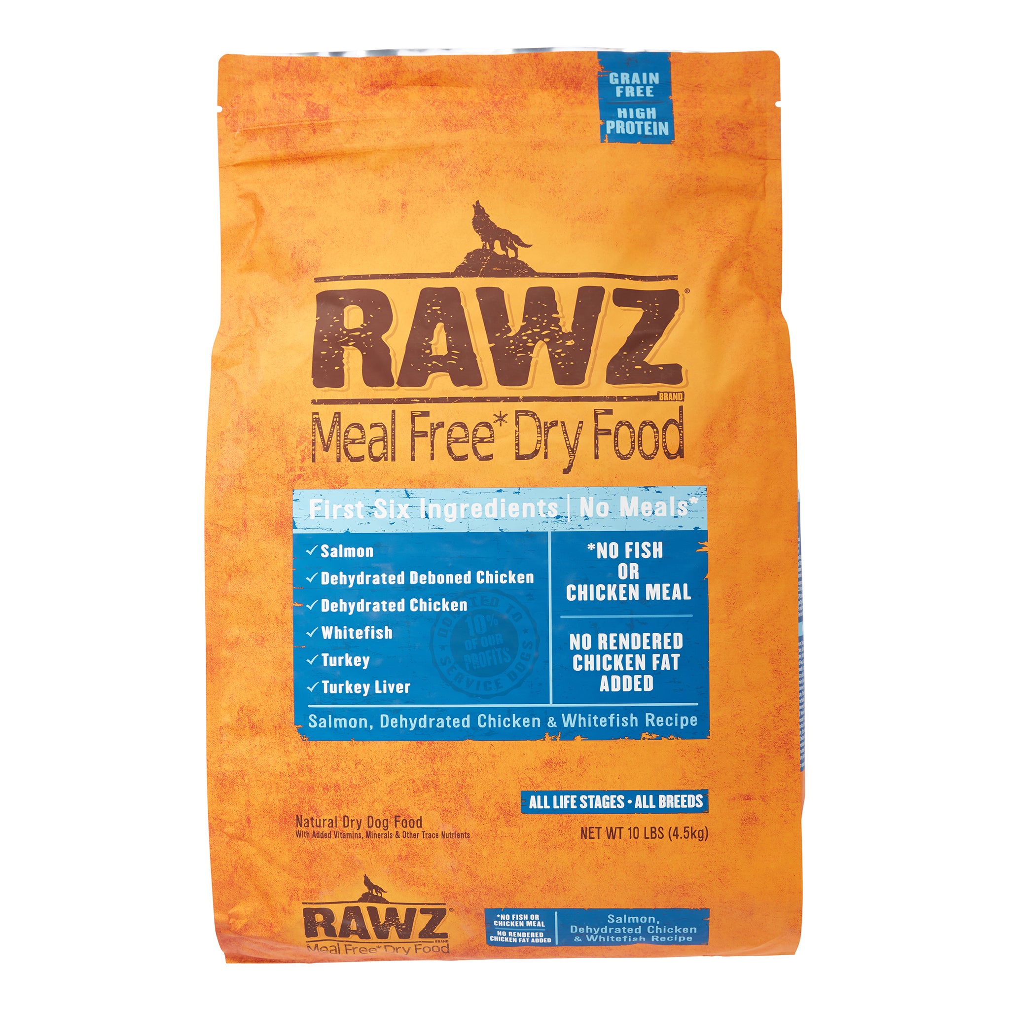 Rawz Natural Salmon, Chicken & Whitefish Grain-Free Dry Dog Food, 10 lbs.