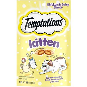 Temptations Crunchy & Soft Chicken & Dairy Flavor Kitten Treats, 3 oz.