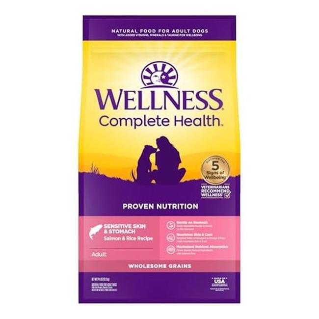 Wellness Complete Health Sensitive Skin & Stomach Salmon & Rice Adult Dry Dog Food, 24 lbs.