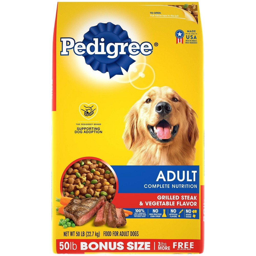 Pedigree Adult Grilled Steak Dry Dog Food, 44 lbs.