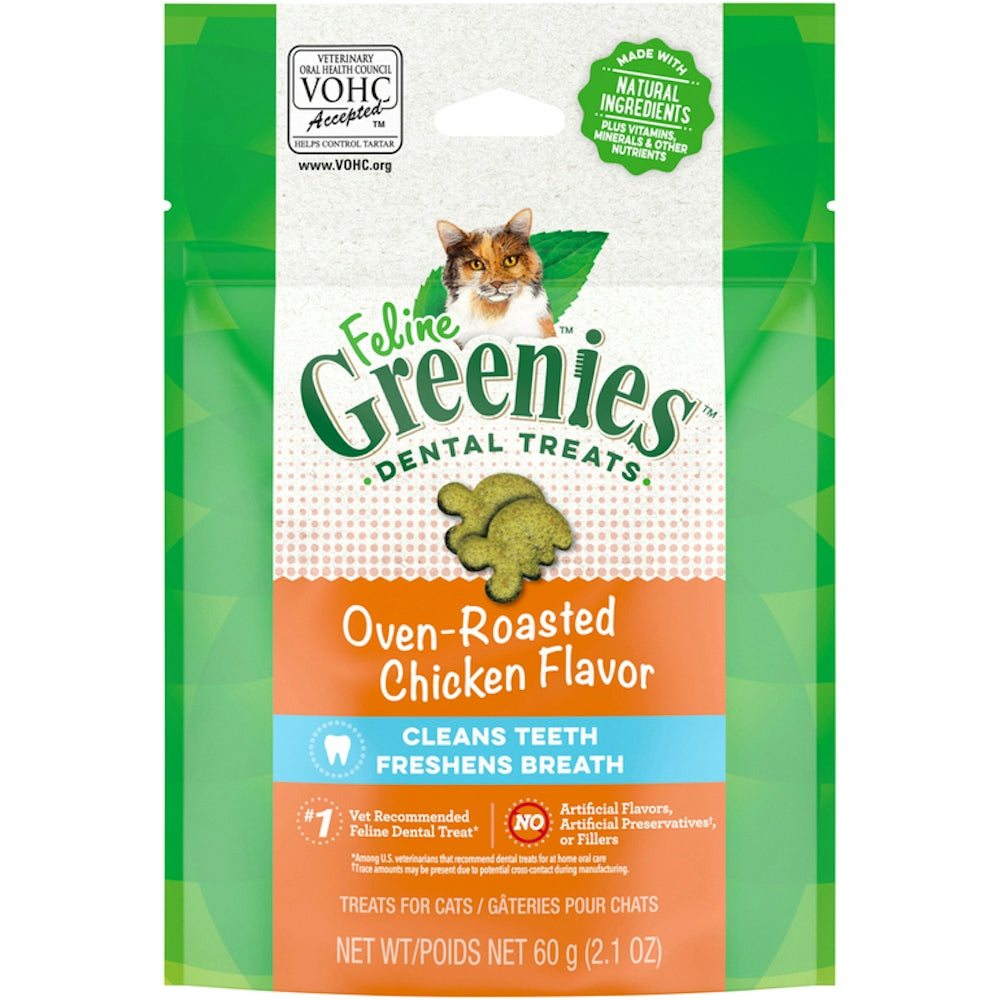 Feline Greenies Roasted Chicken Flavor Dental Cat Treats, 2.1 oz.