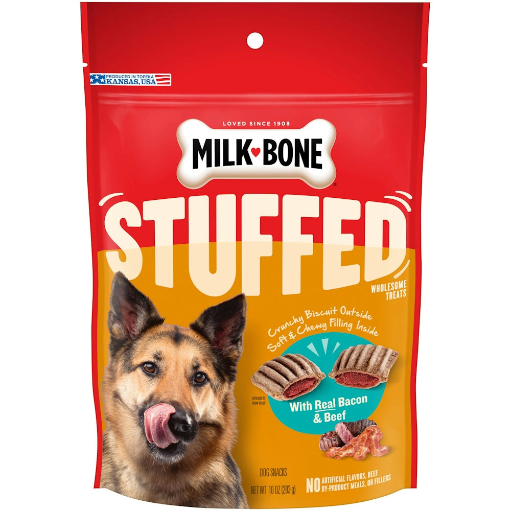 Milk-Bone Stuffed Biscuits with Real Bacon & Beef Dog Treats, 10 oz.