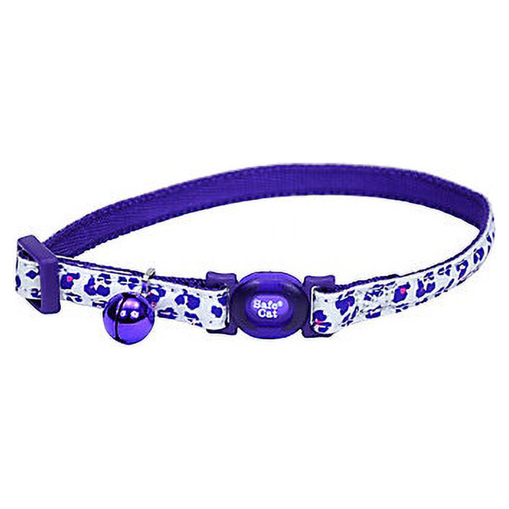 Coastal Adjustable Glow-in-the-Dark Purple Leopard Cat Collar