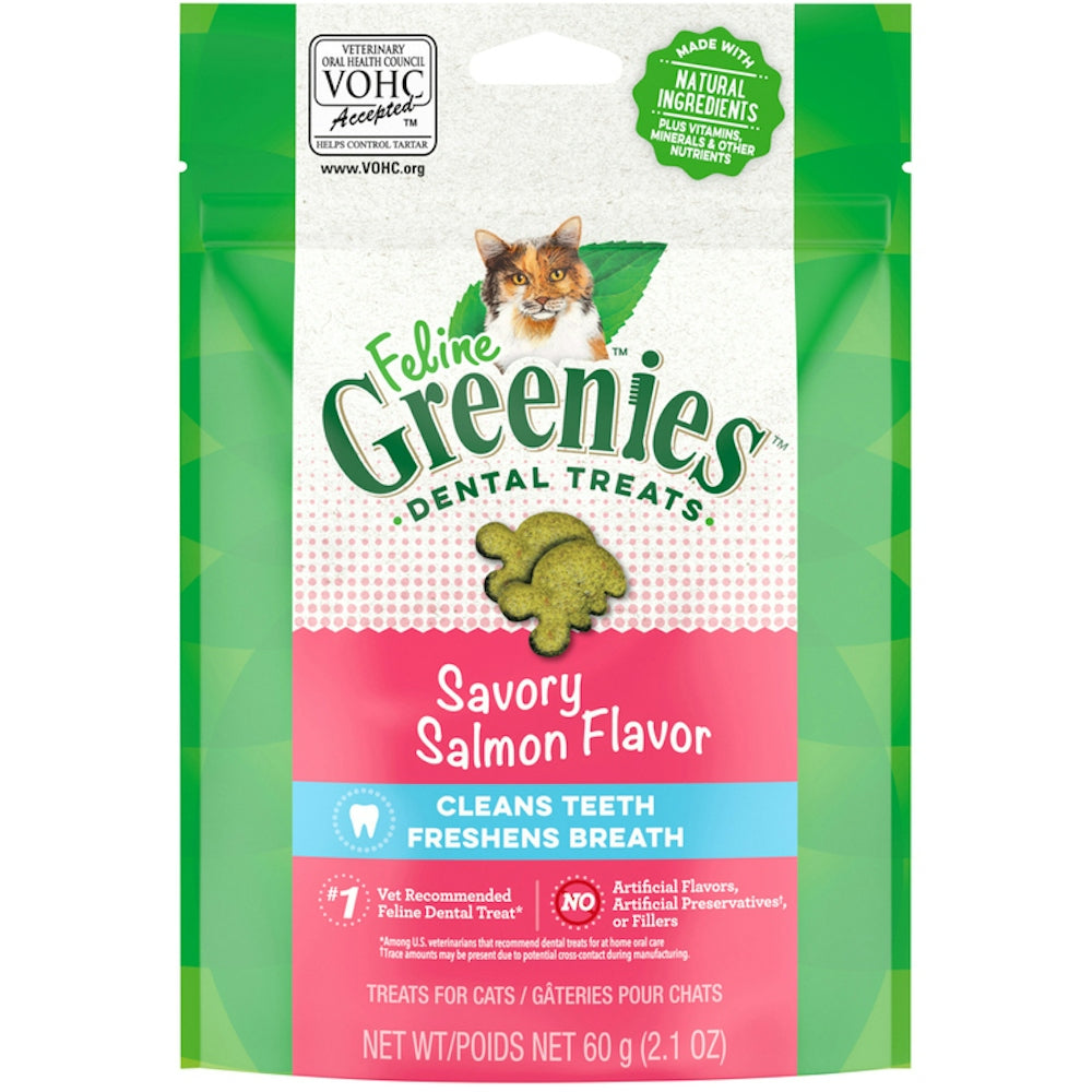 Feline Greenies Savory Salmon Flavor Dental Cat Treats, 2.1 oz.