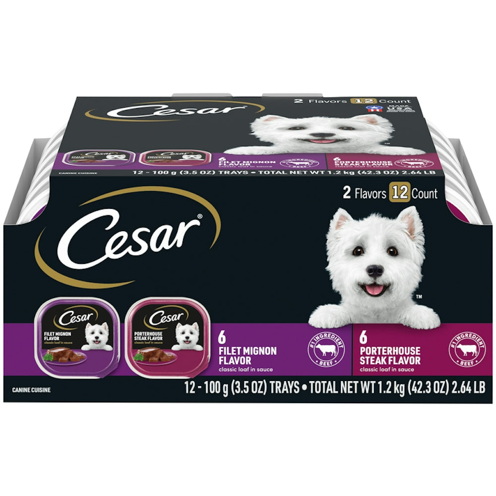 Cesar Wet Dog Food Variety Pack, 3.5 oz Trays, Pack Of 12 Can