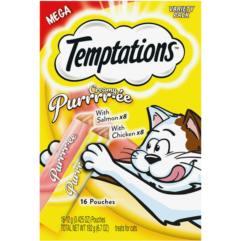 Temptations Creamy Puree Salmon & Chicken Cat Treats, 6.7 oz.