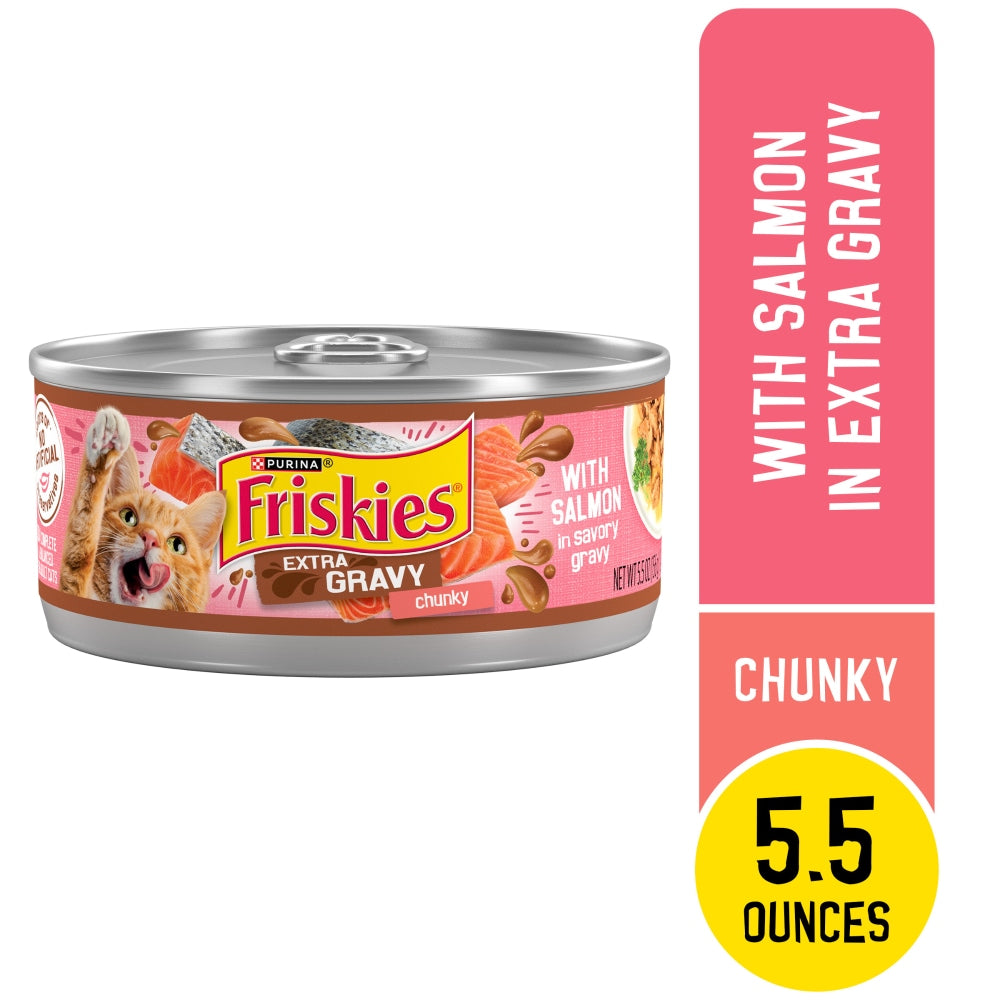 Friskies Extra Gravy Chunky Salmon in Savory Gravy Wet Cat Food, 5.5 oz.