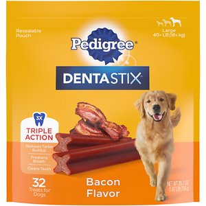 Pedigree DentaStix Bacon Flavor Dental Dog Treats, 1.7 lbs. (32 Count)