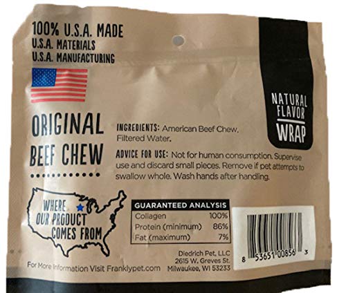 Frankly Natural Beef Flavor Roll Wrap Chews, Pack Of 5, Small Rolls, 5 Inches Long 100% U.S.A Made American Beef Chew Cat