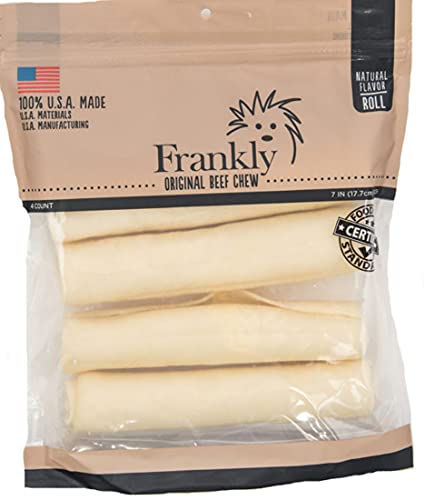 Frankly Pet Beef Rawhides For Dogs 4 Retriever Rolls in Pack