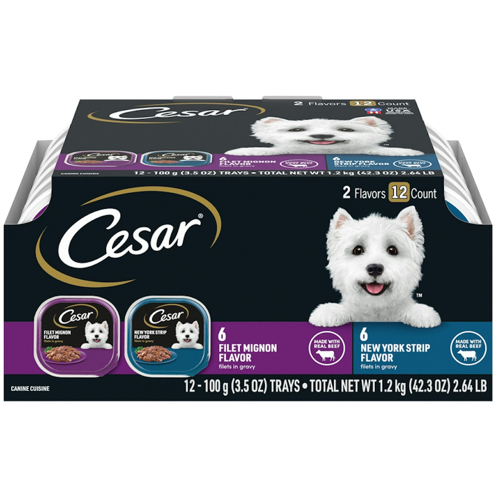 Cesar Wet Dog Food Beef Flavor 3.5 oz, Pack Of 12 Can