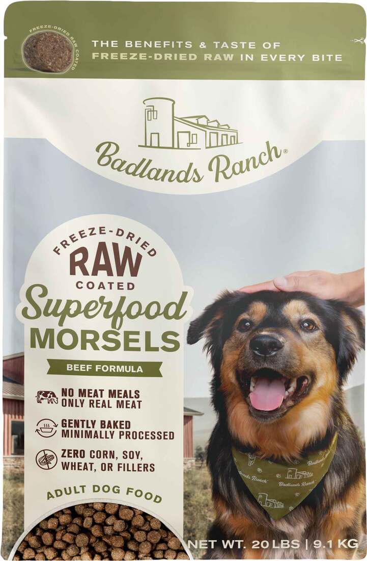 Badlands Ranch Superfood Complete Raw Coated Morsels Beef Dog Food, 20 lbs.