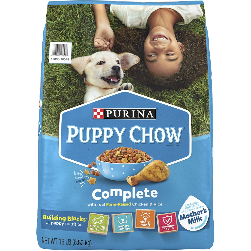 Purina Puppy Chow Complete High Protein Farm-Raised Chicken & Rice Dry Dog Food, 15 lbs.