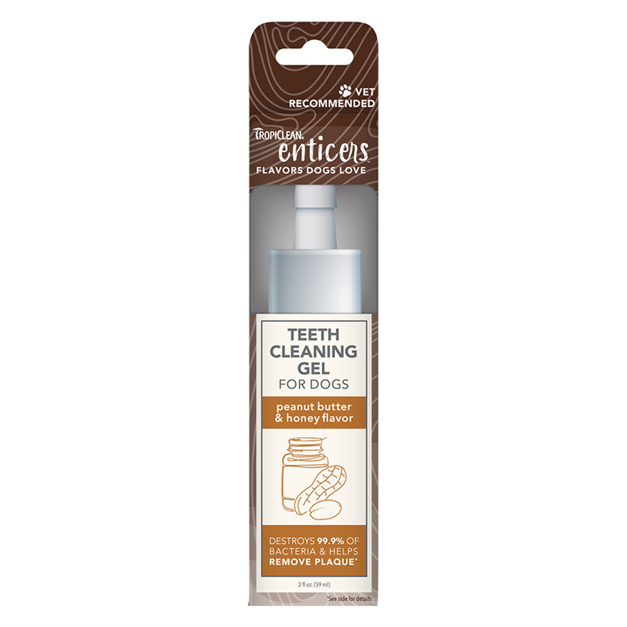 TropiClean Enticers Peanut Butter & Honey Teeth Cleaning Gel for Dogs, 59 ml.