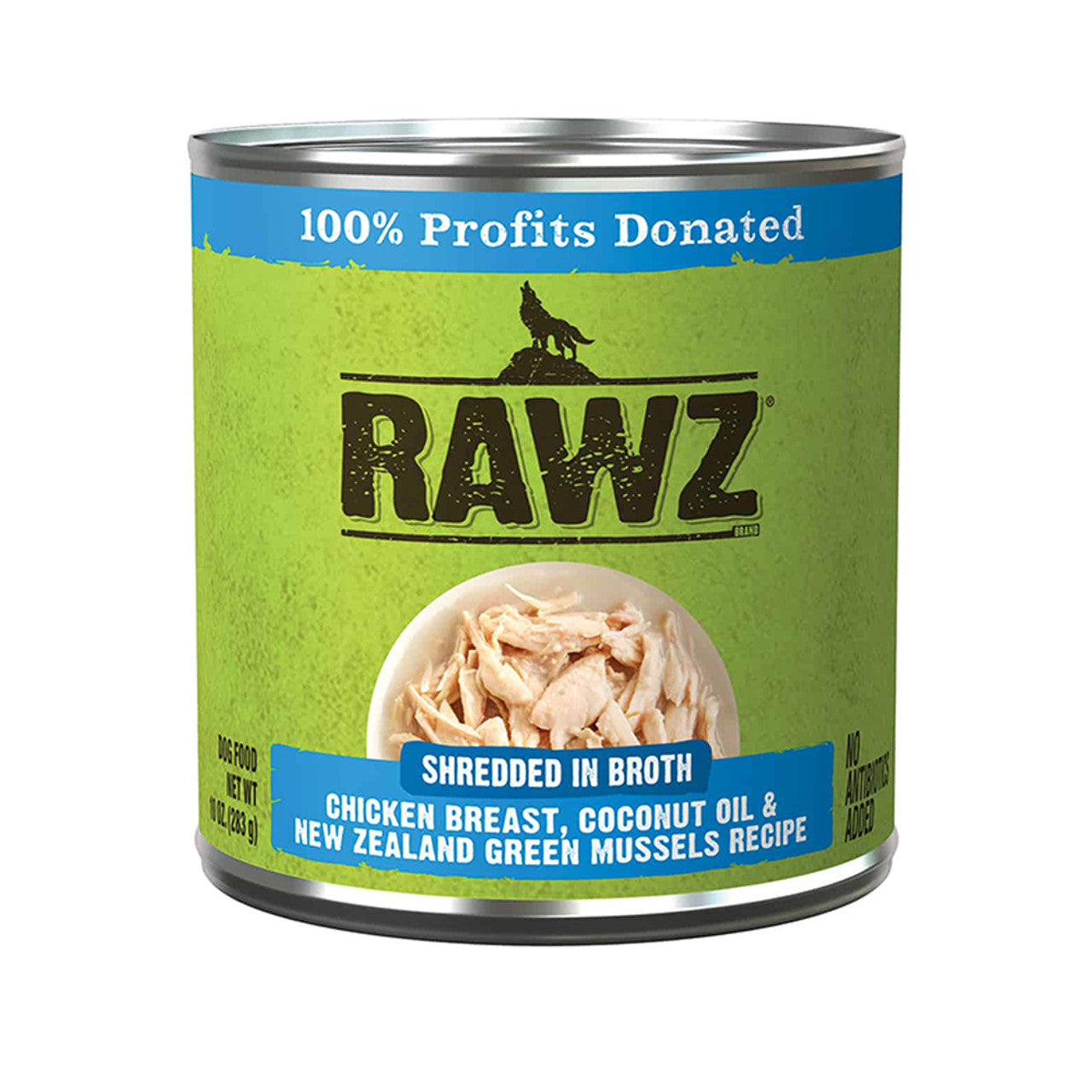 Rawz K9 Shredded Chicken, Coconut Oil & Green Mussel Wet Dog Food, 10 oz.