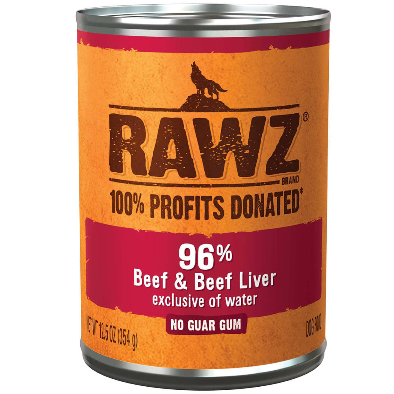 Rawz 96% Beef & Beef Liver Canned Dog Food, 12.5 oz.