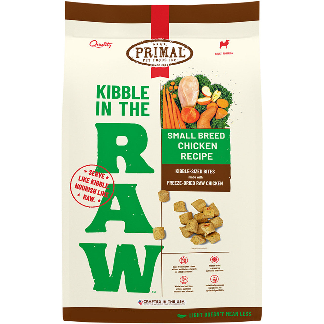 Primal Kibble in the Raw Small Breed Chicken Recipe Freeze-Dried Dog Food, 1.5 lbs.
