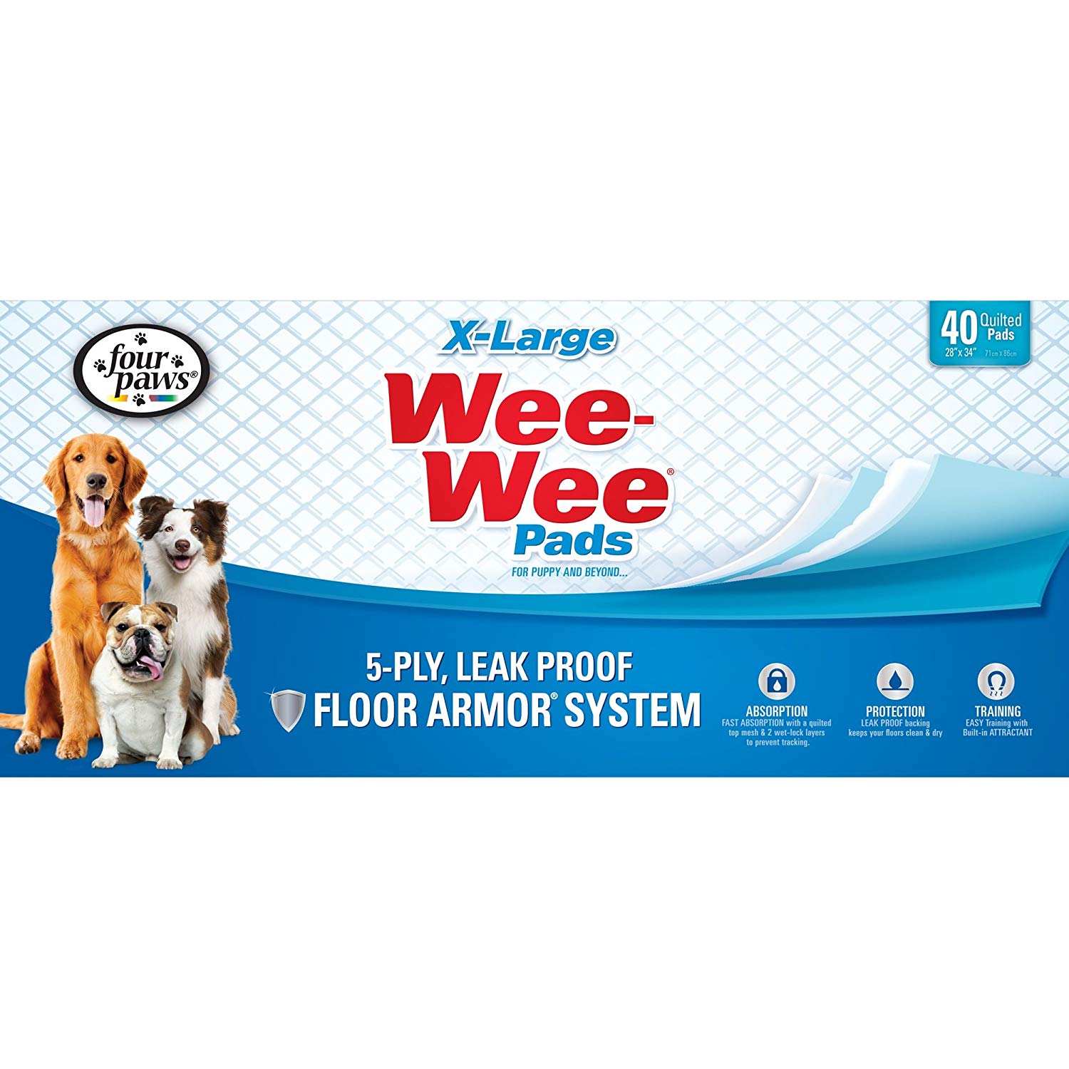 Four Paws Wee-Wee Gigantic Dog Pee Pads, 40 Count