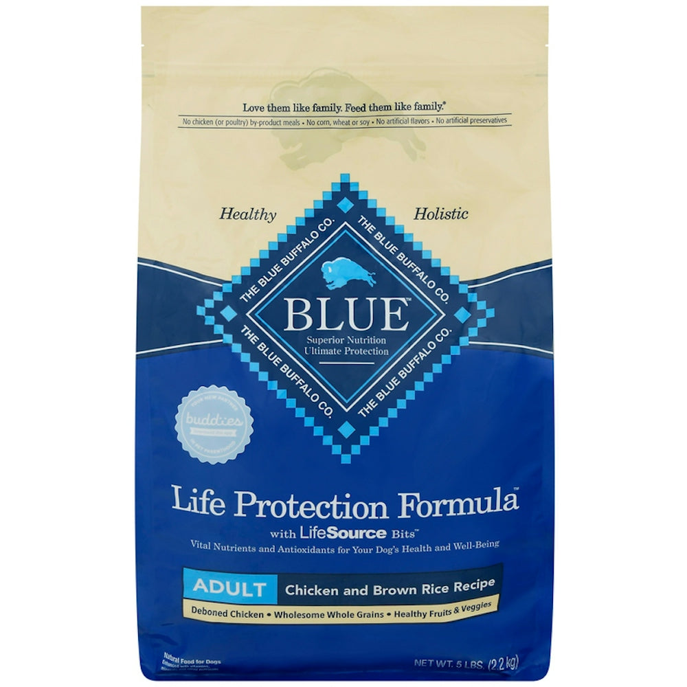 Blue Buffalo Adult Chicken & Brown Rice Dry Dog Food, 5 lbs.