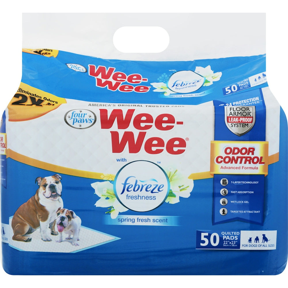 Four Paws Wee-Wee Febreze Freshness Odor Control Dog Pads, 50 Count