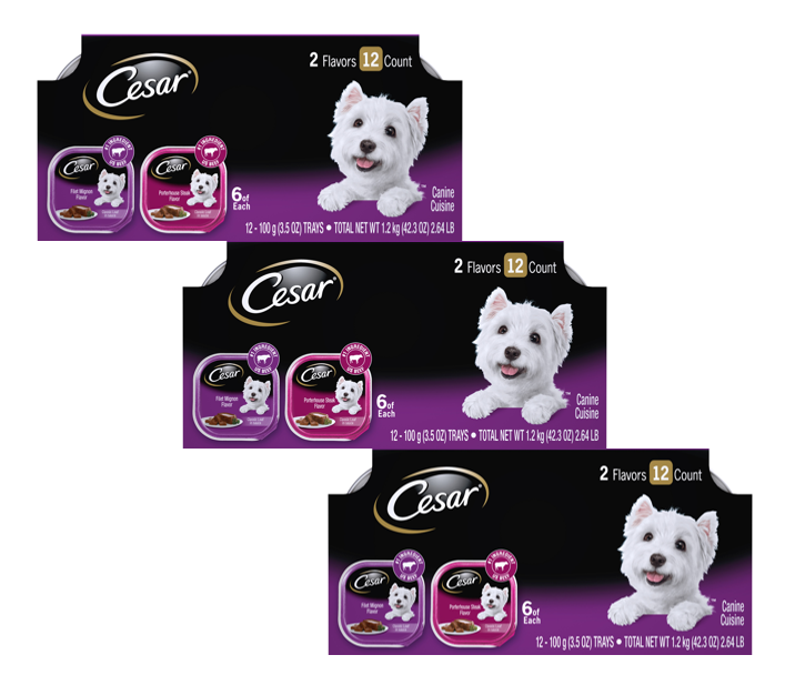 Cesar Wet Dog Food Variety Pack, 3.5 oz Trays, Pack Of 12 Can