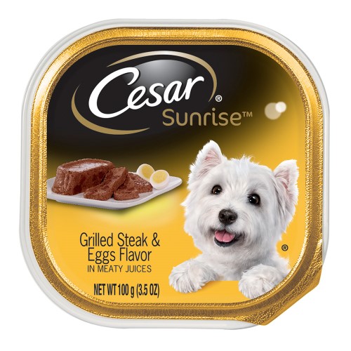 Cesar Grilled Steak & Eggs Dog Food, 3.5 oz Tray