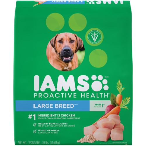 Iams Large Breed Dry Dog Food, Real Chicken, 30 Lb. Bag