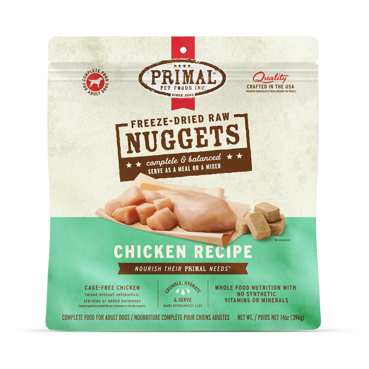 Primal Chicken Formula Freeze-Dried Dog Food Nuggets, 5.5 oz.