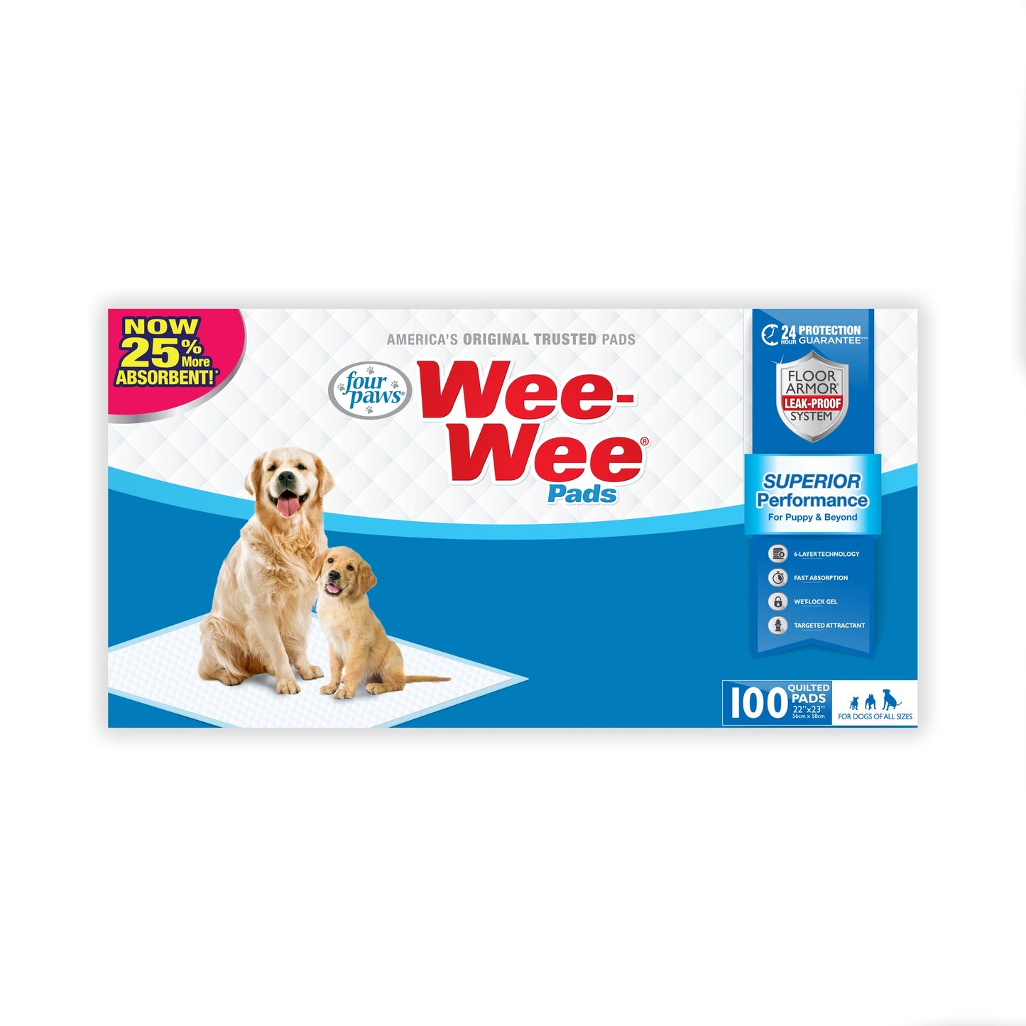 Four Paws Wee-Wee Dog Training Pads, 100 Count