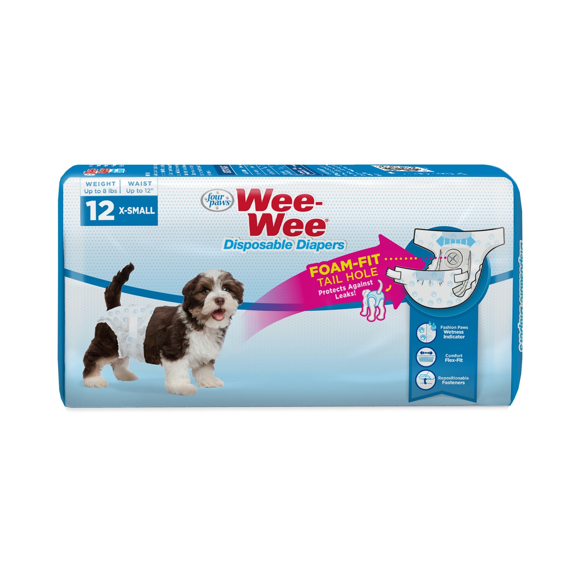 Four Paws Wee-Wee X-Small Disposable Dog Diapers, 12 Count