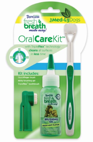 TropiClean Fresh Breath Oral Care Kit for Medium & Large Dogs