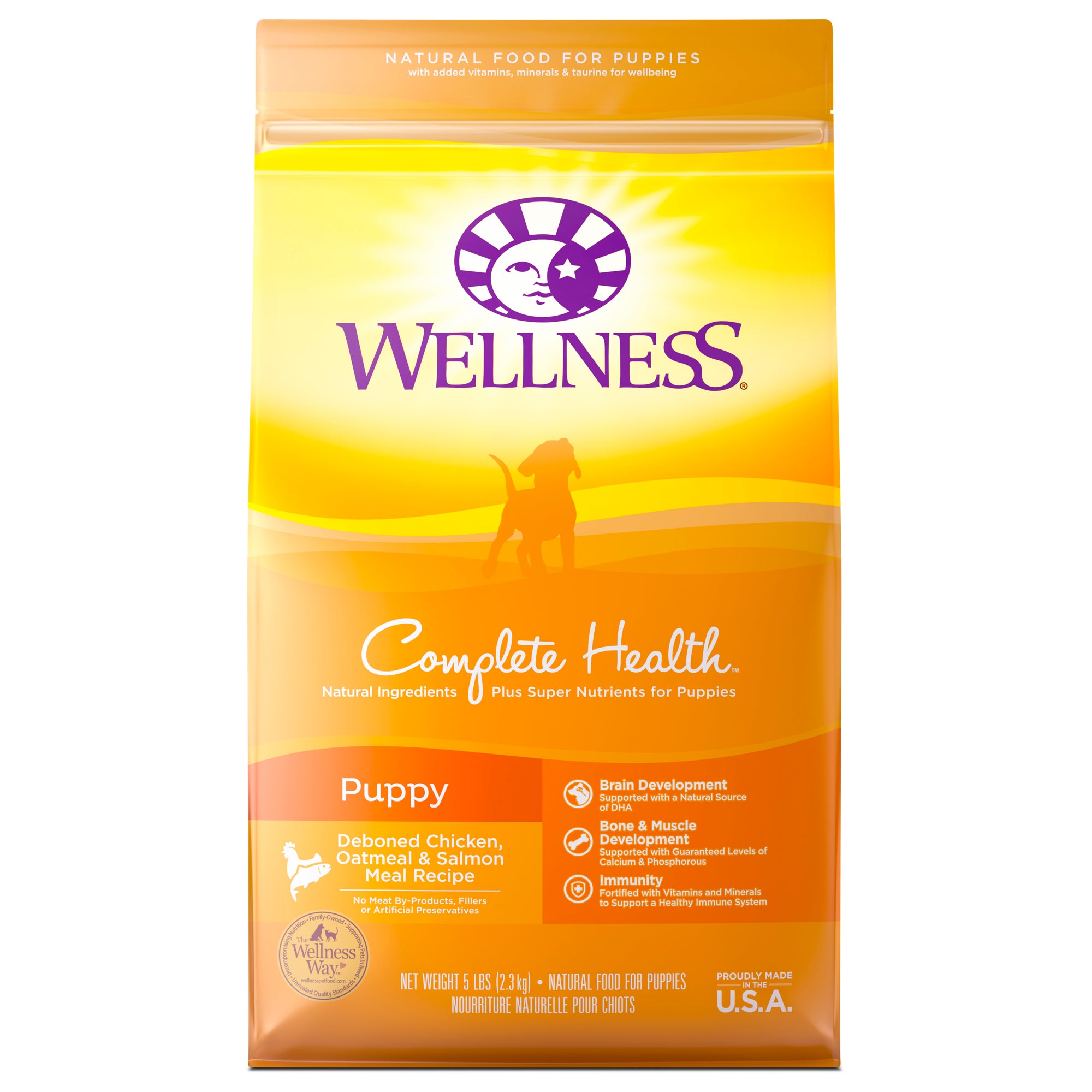 Wellness Complete Health Chicken, Salmon & Oatmeal Dry Puppy Food, 5 lbs.