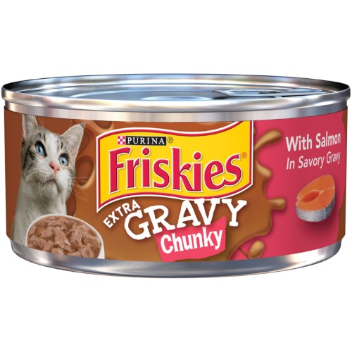 Friskies Extra Gravy Chunky Salmon in Savory Gravy Wet Cat Food, 5.5 oz.