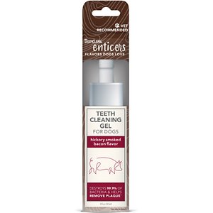 TropiClean Enticers Hickory Smoked Bacon Teeth Cleaning Gel for Dogs, 59 ml.