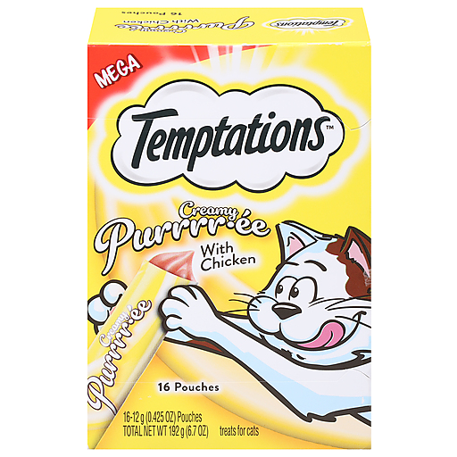 Temptations Creamy Puree with Chicken Squeezable Lickable Wet Cat Treats, 0.4 oz. (16 Pack)