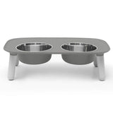 Messy Mutts Raised Double Feeder with Stainless Steel Bowls Dark Grey, 40 oz.
