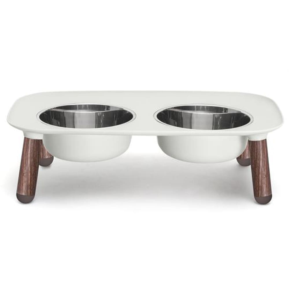 Messy Mutts Elevated Double Feeder With Stainless Bowls Adjustable Height 3” 5” Or 10” Adjustable Standing Feeder For Dogs 5 Cups Per Bo