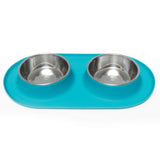 Messy Mutts Silicone Double Dog Feeder Blue, 1.5 Cups