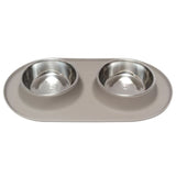 Messy Mutts Medium Dog Silicone Double Pet Feeder Grey
