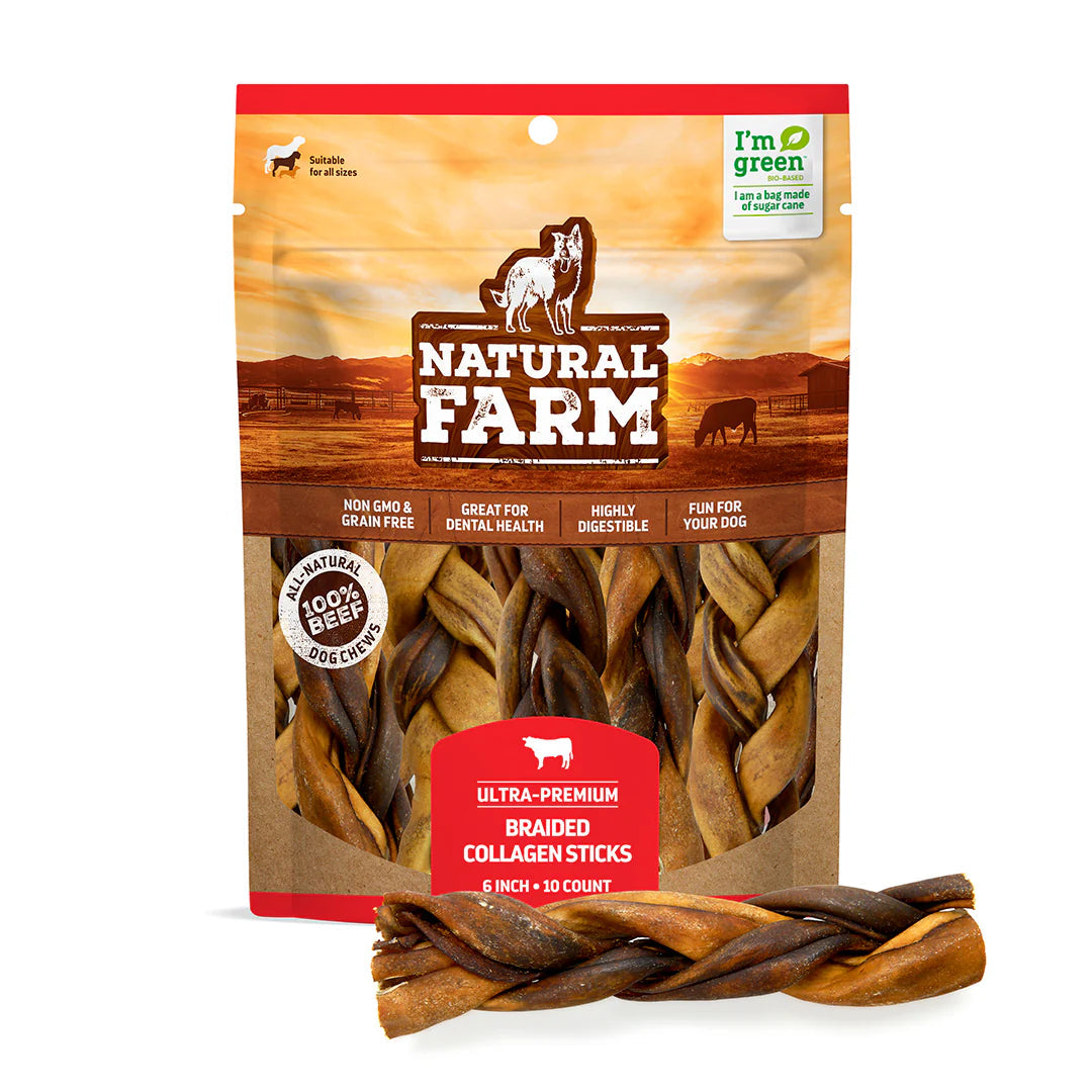 Natural Farm Braided Collagen Stick for Dogs, 6 in.