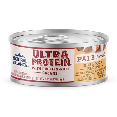 Natural Balance Ultra Protein Duck Recipe with Organs Pate Wet Cat Food, 2.8 oz.