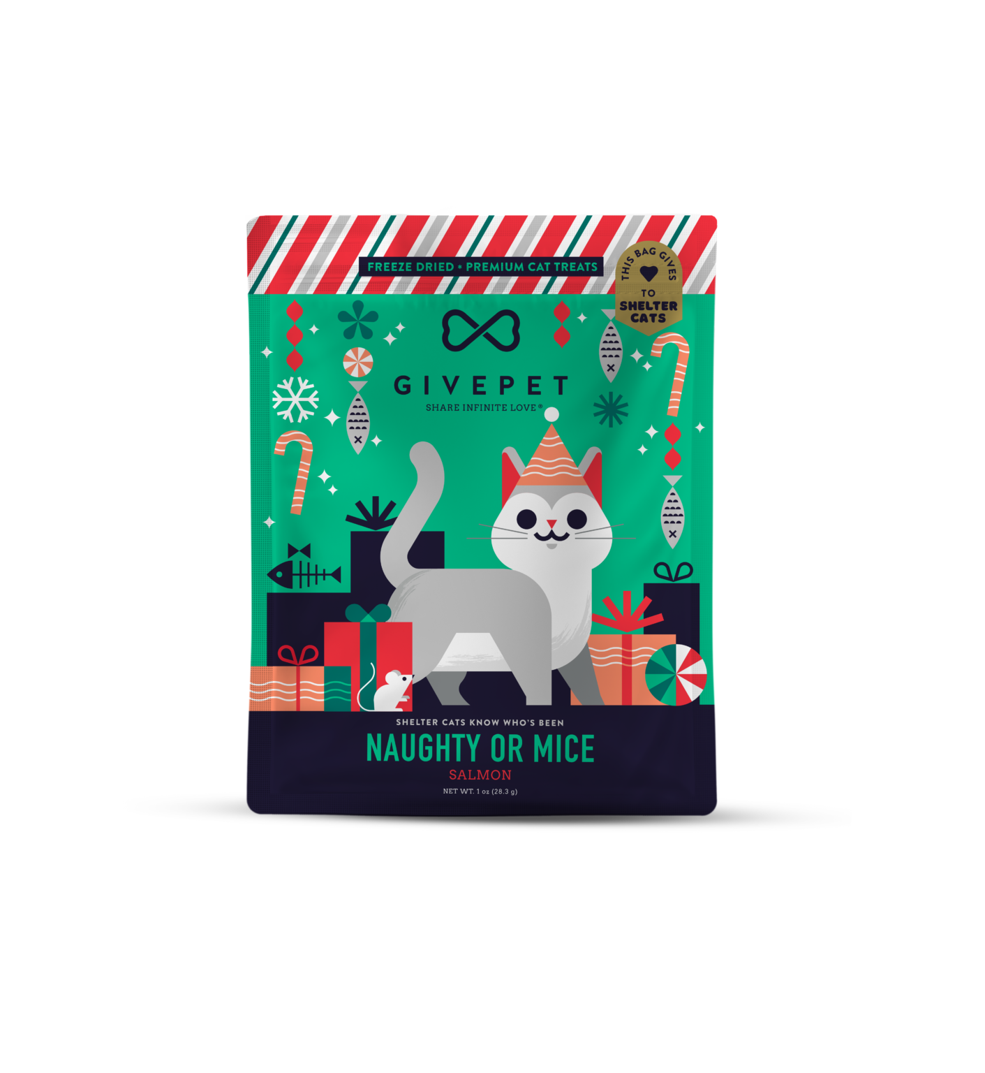 GivePet Naughty or Mice Holiday Cat Treats, 1 oz.