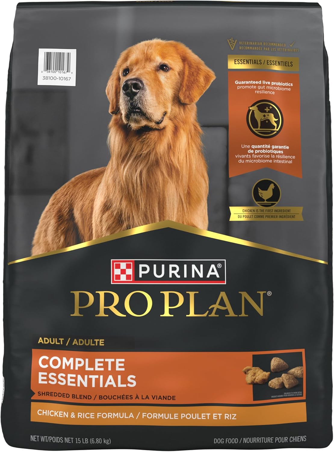 Purina Pro Plan Complete Essentials Shredded Blend Chicken & Rice Dry Dog Food, 15 lbs.