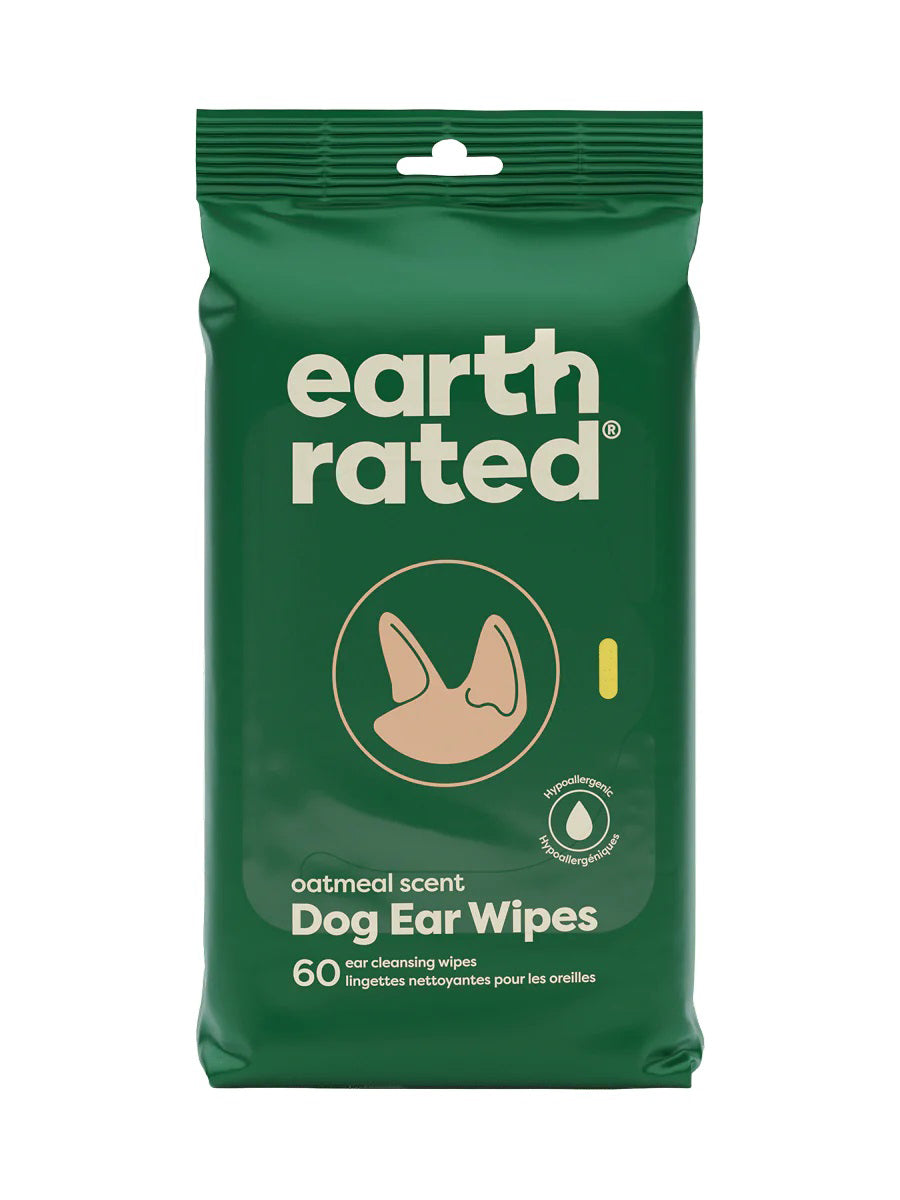 Earth Rated Oatmeal Scented Ear Wipes for Dogs & Cats, 60 Count