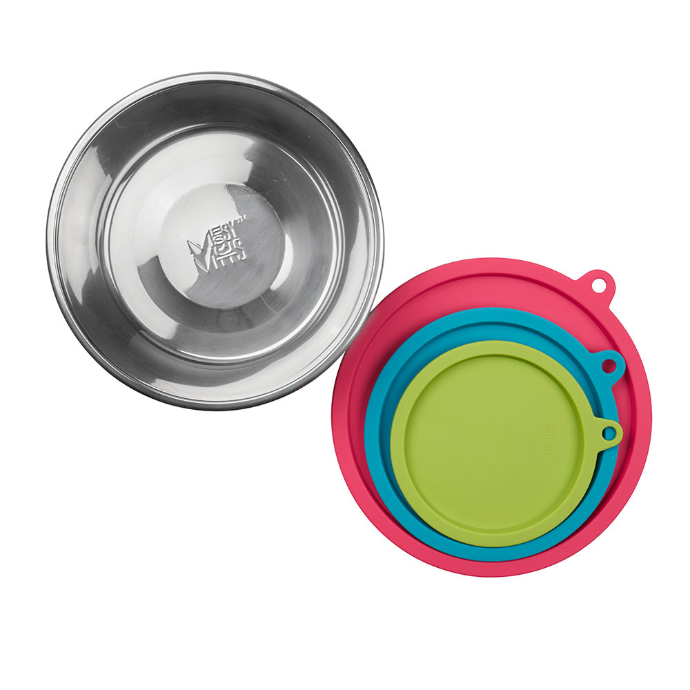 Messy Mutts 6-Piece Set: Extra-Large Stainless Steel Bowls, 6 Cups