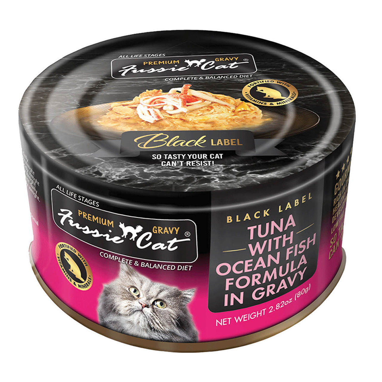 Fussie Cat Tuna with Ocean Fish in Gravy Canned Cat Food, 2.82 oz.