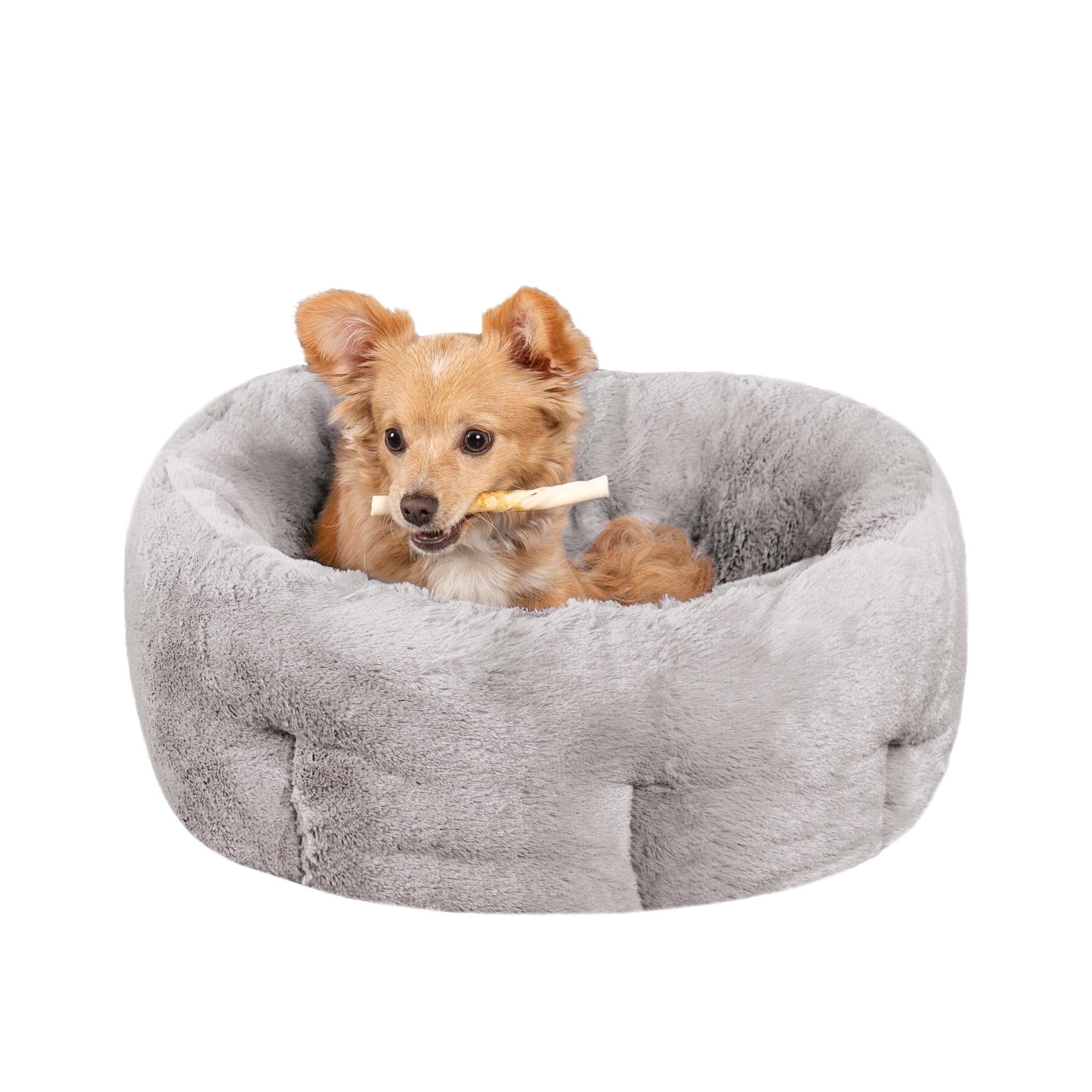 Furhaven Small Warming Hi Low Cuddler Dog Bed, Gray